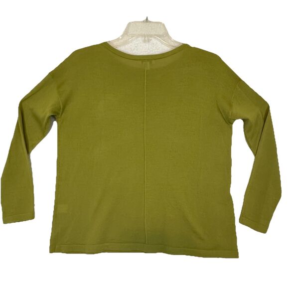 J.Jill Washable Merino Wool Sweater XS Petite Lime Green Classic Knitwear Luxe - Picture 3 of 11